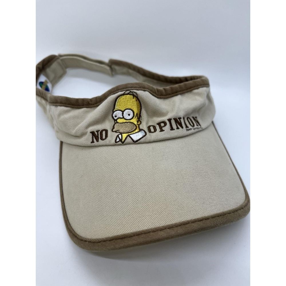 Vintage Homer Simpson Visor "No Opinion" Embroidered Adjustable Brown